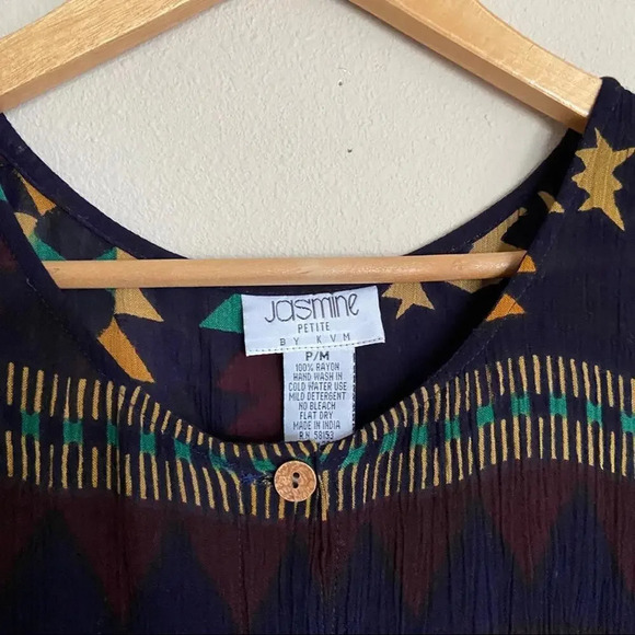 Vintage 90's Southwest Midi Casual Dress Medium Petite - Picture 4 of 6